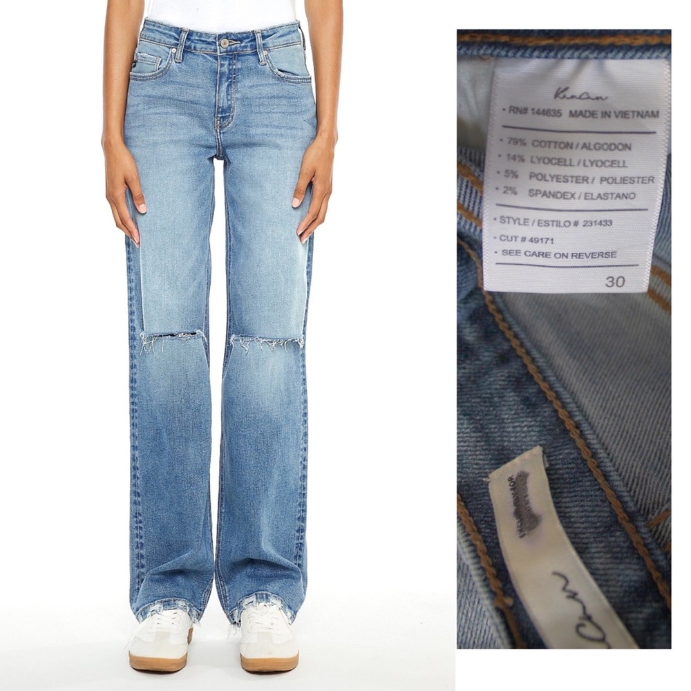 KanCan NWOT High Rise Open Ripped Straight Jeans 30 10 New
